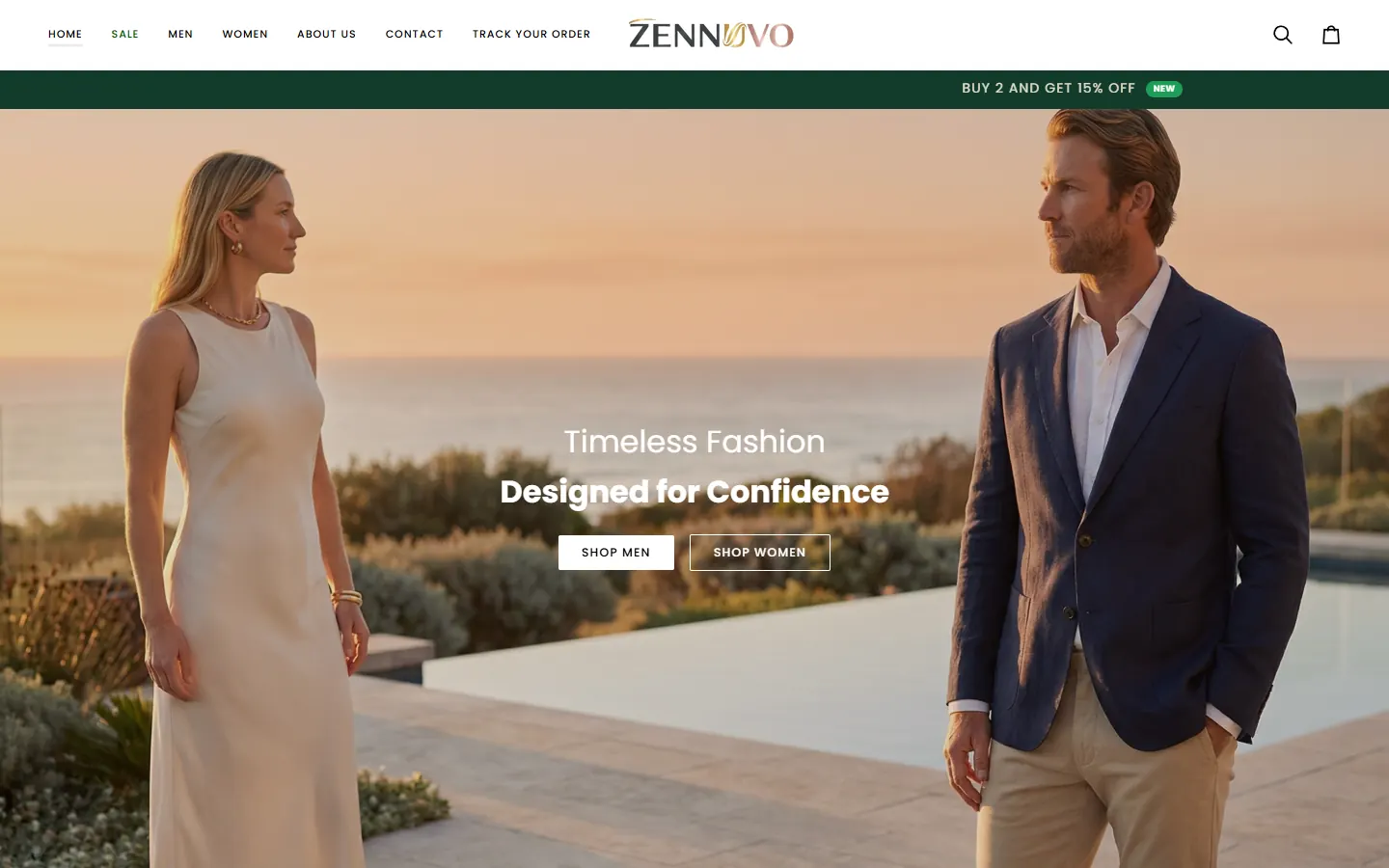 Zennuvo fashion store homepage, Australia